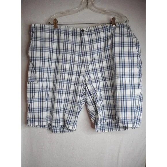 Dockers Mens Blue Plaid Flat front Shorts - Picture 1 of 5